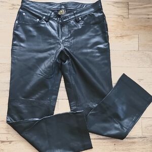 Leather Cult Black Leather Stretch Pants, New